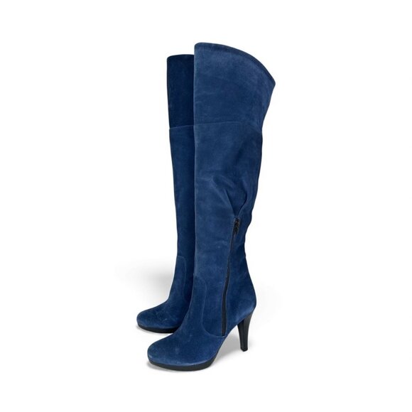 Benetton Womens Over The Knee High Blue Suede Boots  EU Shoe Size 38 US 7 - Picture 1 of 16